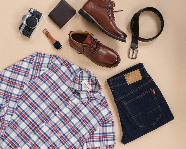 Man following a shirt styling guide with graphic tee and cargo pants