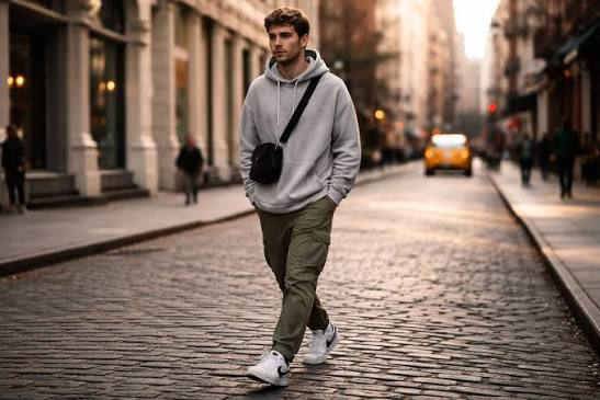 How to combine colors in a streetwear outfit with a hoodie and sweatpants